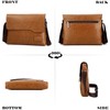 PORT&LOTUS Leather Messenger Bag for Men, Classic Khaki Business Crossbody