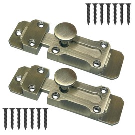 2 Pcs Door Latch 3inch Retro Slide Door Bolts for Internal Door Stylish and Durable Bolt Lock for Bathroom Bedroom Doors Cupboards & Storage Units(Bronze Tone)