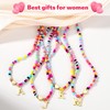 Bunte Perlen-Buchstabenkette für Frauen, Boho Buchstaben-Anhänger Halskette mit Verstellbarer Kette