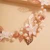 Deniferymakeup White Flower Headband Leaf Hair Vine Pearl Hair Piece