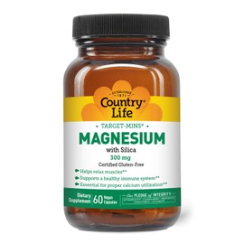 Target-Mins Magnesium with Silica 300mg, 60 Vegan Capsules, Certified Gluten Free, Certified Vegan