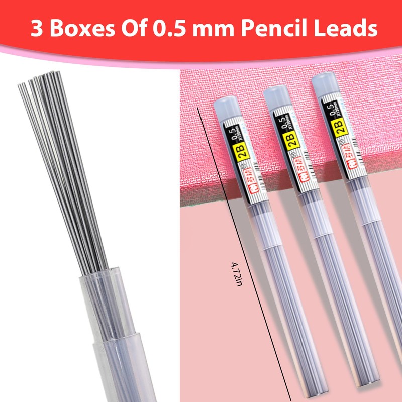 Cute Strawberry Mechanical Pencil Set Include 3Pcs Kawaii Mechanical Pencils,3