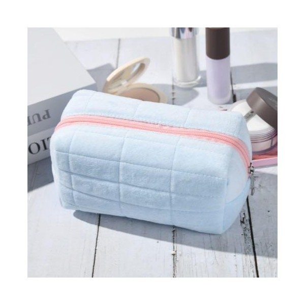 2024 Trendy Solid Square Embossed Large Capacity Zipper Makeup Bag