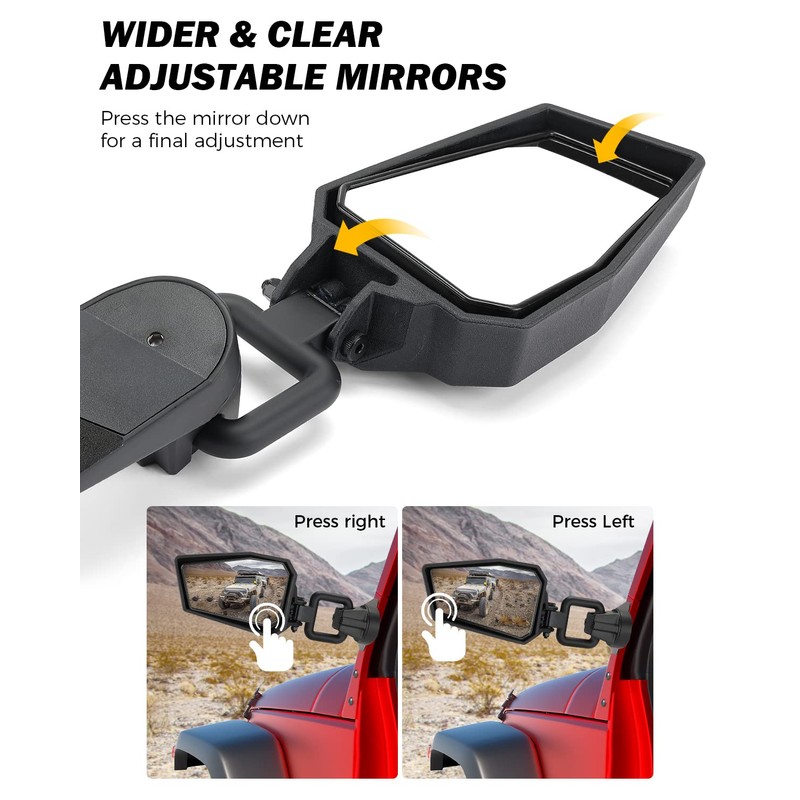 Mirrors Doors Off for Wrangler JK TJ 1997-2018, Side Mirrors