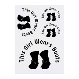4 x 'Girl Biker Boots' Temporary Tattoos - Water Resistant, Skin-Safe, Non-Toxic Transfers, Mixed Sizes (TO00083588)