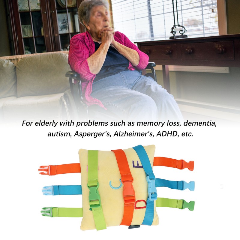 Elderly Dementia Pillow Buckle Release Colorful Straps Calming Comforting Sensory