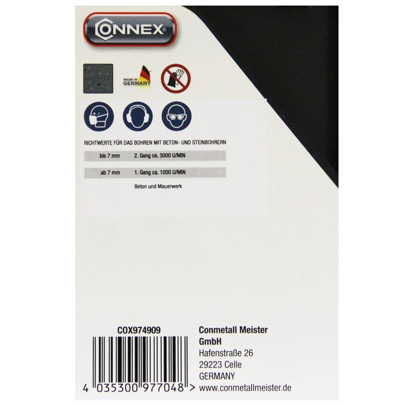 Connex COX974909 Concrete Drill Bit Set 9 Pieces for Concrete,