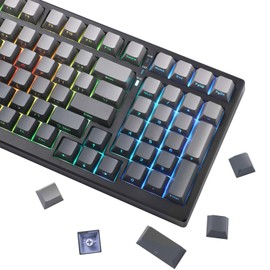YUNZII Black Gray Gradient PBT Keycaps, 136-key Double Shot Dye Sub Dual-Process Keycaps, Side Printed Shine Through Keycaps Custom Keycaps Set, Mechanical Keyboard keycaps for Gaming Keyboards