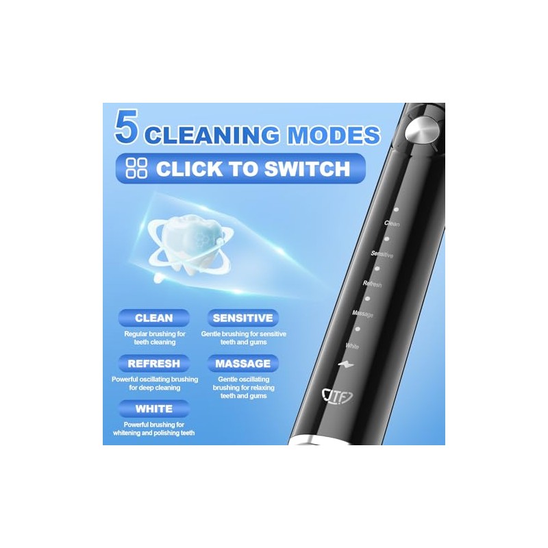 JTF - Cepillo de dientes eléctrico para adultos y adolescentes,
