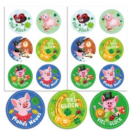HOWAF 108 Stickers Lucky Charm New Year's Eve 2025, Good Luck Clover Lucky Charm Gift Labels Lucky Pig New Year's Eve Stickers for New Year's Eve Gift New Year's Eve Decoration New Year's Eve 2025