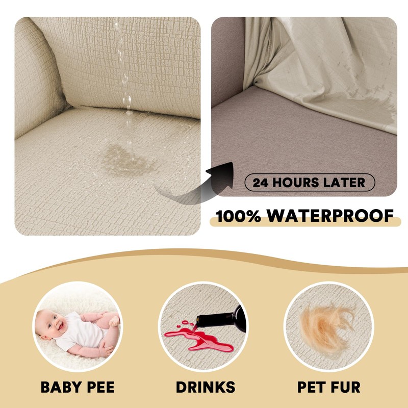 PrinceDeco Waterproof Couch Cover Slipcovers for Couches and Sofas,Stretch Loveseat
