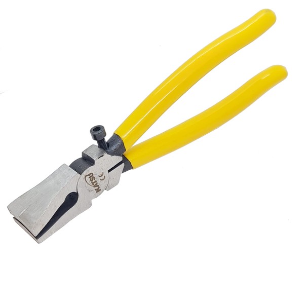 KATSU Glass Breaking Running Pliers 200mm, Heavy Duty Curved Jaw Glass Cutting Tool for Stained Glass, Mosaics, Fusing, Breaking 347245