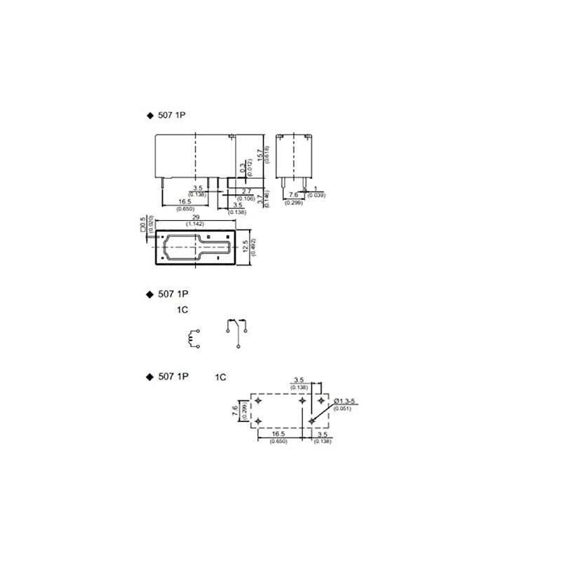 Printrelais 24V Song Chuan 507N-1CC-F-CE 24VDC 24VDC 17A 250V Change
