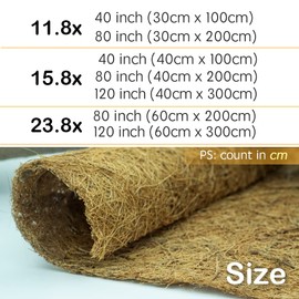 Yarrdfir Yarrdfir Coco Coir Liner, 12x80 inch Natural Coconut Liners for planters Flower Basket, Reptile Carpet, Natural Coconut Fiber mat, Garden Decoration, Animal pet pad, Snow Mat
