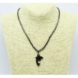 Unbranded New Hematite Dolphin Pendant Necklace with Barrel Clasp #N2750