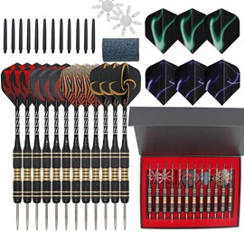 Ariv Hommey 12PCS 22g Iron Tip Dart Flights Aluminum Barrel Flights Darts with Strage Case Box
