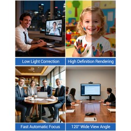 RUWBY Full HD 1080P Webcam with Built-in Dual Mics, Wide-Angle Lens, Privacy Cover, Tripod Stand, Autofocus Computer Camera, Plug and Play for Desktop PC or Laptop