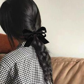 2Pcs Black Bows for Hair Barrette for Women Girls Satin Bowknot Hair Clips for Girls Bow Knot Hair Clip Barrettes for Thick Thin Hair Accessories with Bow for Women Girl