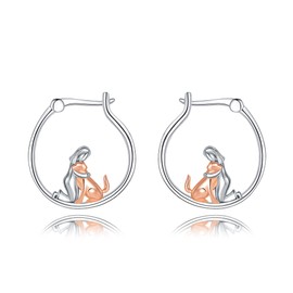 Dog Hoop Earrings 925 Sterling Silver Cute Animal Hoop Earring Gift for Women