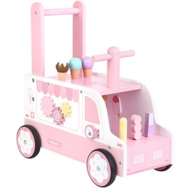 Asweets Wooden Baby Push and Pull Walker with Wheels, Learining Acticity Walker for Boys & Girls, Multiple Activities Center, Develops Motor Skills & Stimulates, 17.3''L x 9.1''W x 18.1''H