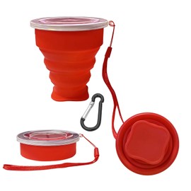 Collapsible Cup - Silicone Foldable Cup-Expandable Folding Drinking Cup -Reusable Portable Mugs Cup For Travel, Camping, Hiking, Survival, Car, Picnic, Beach, Holiday Vacation, Outdoor Sports Red