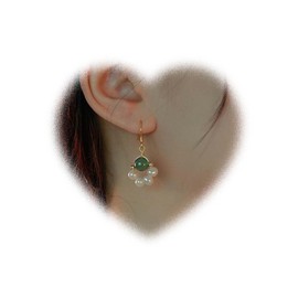 W WEILIRIAN Bohemian Circle Pearl Earrings Pearl Earrings Green Pearl Earrings Jade Drop Earrings Jewellery for Women and Girls Gifts