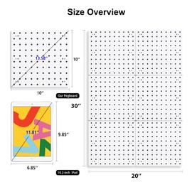 LANSI 6Pcs Peg Board, Pegboard Wall Organizer Panels, White Pegboard Wall Mount, ABS Pegboard for Craft Room Garage Kitchen Workshop Garage, ABS Peg Boards Easy Installation (White)