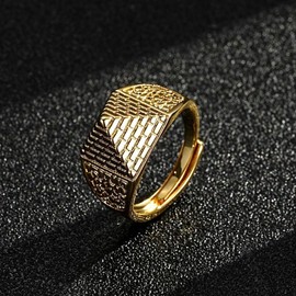 THE BLING KING New Kids Gold-Plated Pyramid Ring, Waterproof & Durable, Adjustable Size 4 (H), 8mm Top – Lightweight, Stylish Jewellery