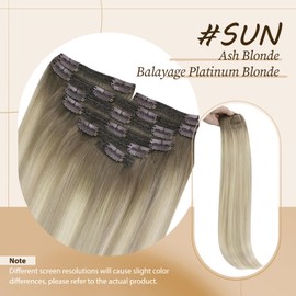 Sunny Ombre Clip in Hair Extensions Ash Blonde Ombre Platinum Blonde Human Hair Clip in Extensions Ombre Blonde Hair Extensions Short Human Hair Unique Color 12inch 5Pcs 80G