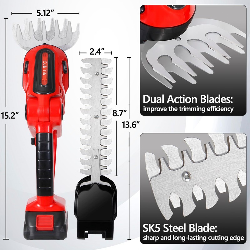 Hedge Trimmer Cordless 2 in 1 Handheld Grass Shears Mini