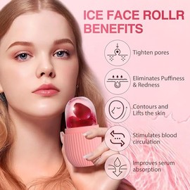 SOZOMO 2Piezas Rodillo de Hielo para la Cara, Molde de Hielo para Cara, Molde de Hielo de Silicona Reutilizable Herramientasde Cuidado para Masaje Fac