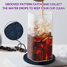 Bangkee Silicone Coaster with Holder [Purple], Set of 6 Pack, Stylish Design for Tabletop Protection and Home Decoration,Suitable for Kinds of Cups, Non-Slip Base, 4 Inches