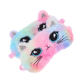 Gatuida 2 Pcs Cute Cat Plush Sleeping Mask Soft Eye Covers with Whimsical Big Eyed Design for Women Comfortable Travel Eye Shades Gradient Pink Yellow