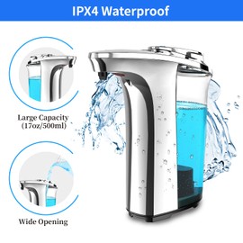 FKWin 17oz Automatic Liquid Soap Dispenser, Touchless Battery Operated Hand Soap Dispenser with 5 Adjustable Soap Dispensing Levels, Perfect for Commercial or Household Use, Fit for Bathroom Kitchen