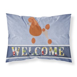 Caroline's Treasures BB8311PILLOWCASE Royal Poodle Welcome Fabric Standard Pillowcase, Blue Lightweight Super Soft Easy Care Decorative Artwork Pillowcase, Standard