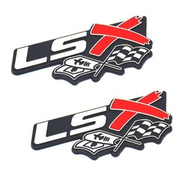 Aimoll LSX Flag with Airplane Emblem,3D Badge for Decal, Fender Door Trunk Hood, GM V8 Chevy Camaro Corvette CTS-V Firebird Chevelle Impala Sierra (2pcs Chrome red)