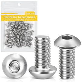 Caianwin M6 x 10mm Hex Socket Button Head Screws Fully Threaded 304 Stainless Steel Bolts