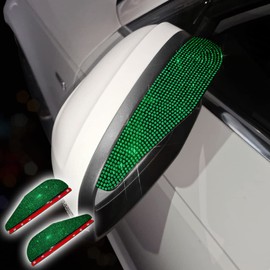 2PCS Car Rear View Mirror Rain Visor Guard,Universal Car Rear View Mirror Rain Cover,Waterproof Auto Mirror Rain Visor,Carbon Fiber Car Side Mirror Rain Eyebrow (Green)