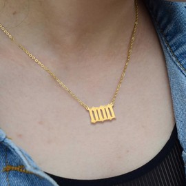 JeeweLife 18k Gold Plated Stainless Steel Angel Number Necklace 000 Gold Necklace for Women Girls, 000