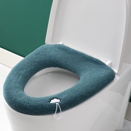 3Pieces Thicker Bathroom Soft Toilet Seat Cover Pad with Handle Toilet Lid Cover Cushion Soft Thicker Stretchable Washable Fits All Oval Toilet Seats