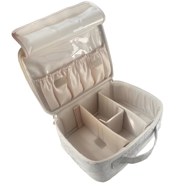 MKPCW Multifunktionale Reise-Make-up-Tasche Kosmetik-Organizer mit abnehmbaren Trennwänden, Pinselhalter & Koffergurt