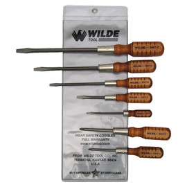 Wilde Tool SW7/VP 7-Piece Wooden Handle Screwdriver Set-Vinyl Pouch