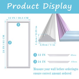 KTINITK 3 PCS Premade Wainscoting Panels，Accent Wall Panels for Interior Wall Decor,All Edges precut, Factory Primed Wall molding Pieces (12 x 24 in)