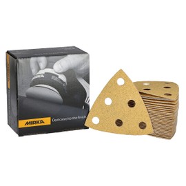 Mirka Gold Sanding Triangle Universal Sandpaper 93 x 93 x 93 mm / 6-Hole/Grain P80, Pack of 50 / for Sanding Plaster, Spatula, Chipboard, Wood, Varnish