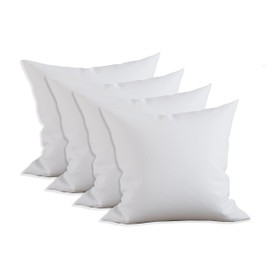 Elegant Comfort 4-Pack Pillow Insert Poly-Cotton Shell Siliconized Fiber Filling, 16 x 16, White 4 Count