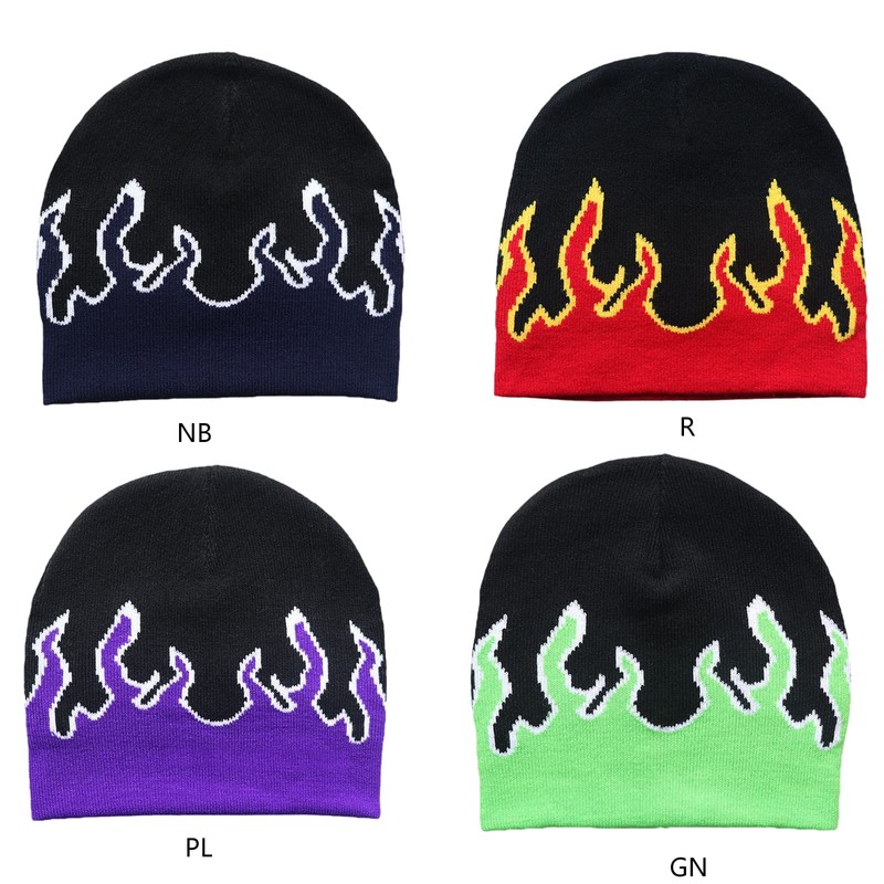 TONXX Flame Y2K Beanies Fire Flame Knitted Hat Skullies Slouchy