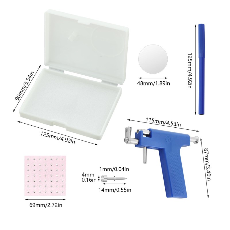 Professional Ear Piercing Kit with Safety Gun, Storage Case, Marking