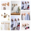 Homedo 4Pack Adhesive Wall Hooks Hat Rack, Wooden Coat Hooks