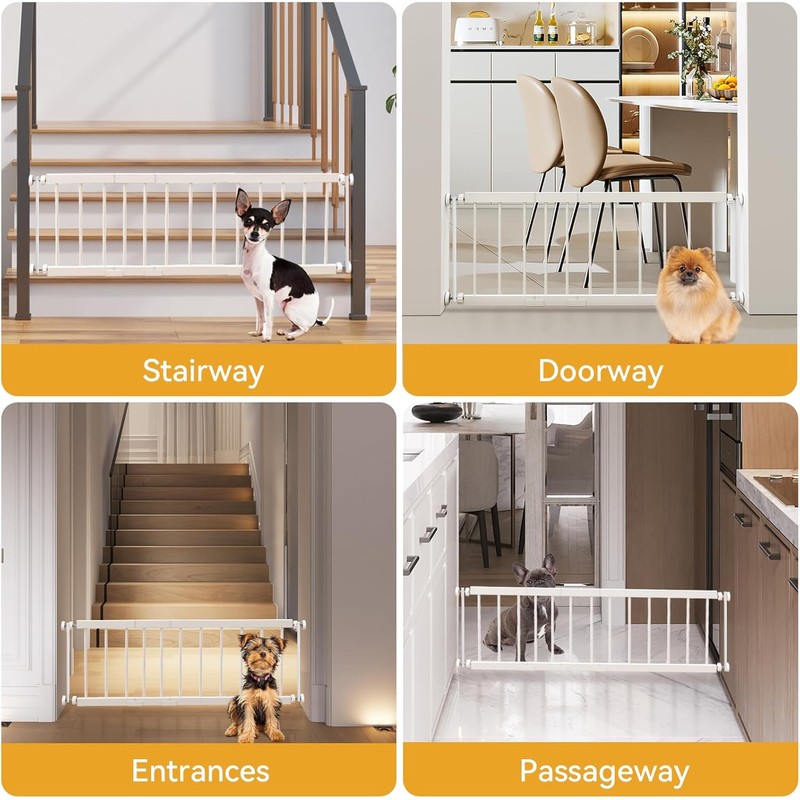 Dog Gate Indoor,18"-45" Extra Wide Metal Short Dog Gate to