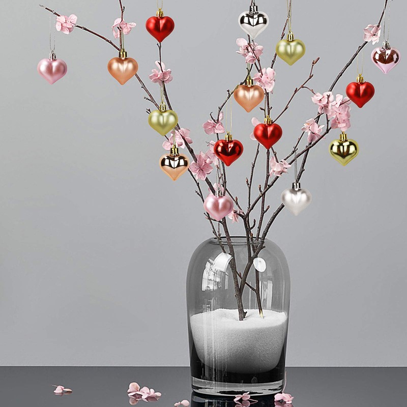 Liitrton 15 PCS Heart Shaped Decorations for Christmas Tree Party